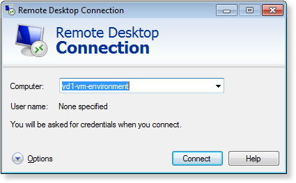 Starting Remote Desktop session